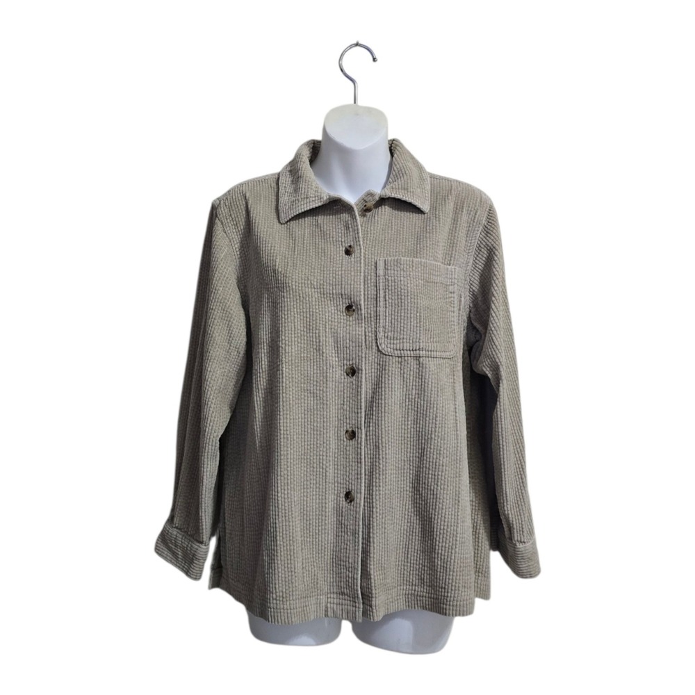 L.L. Bean Wide-Wale Corduroy Button-Down Shirt In Tan Sz SP